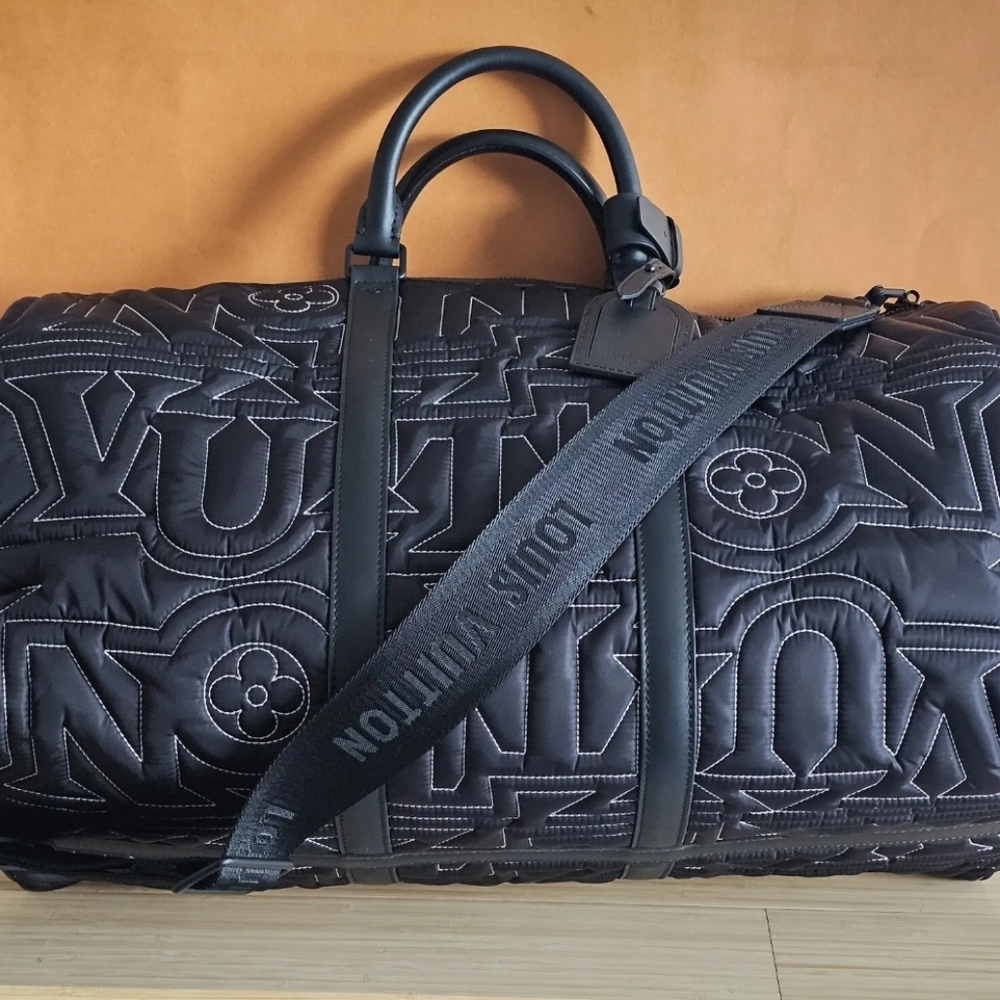 LOUIS VUITTON Embroidered Keepall Bandouliere 50 Black LIMITED Edition